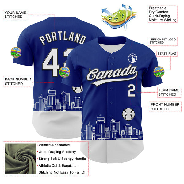 Maxcorners Custom Royal White-Black 3D Urban City Edition Sports Premium Baseball Jersey LM0210