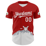Maxcorners Custom Red White Gray-Black 3D Urban City Edition Sports Premium Baseball Jersey LM0210