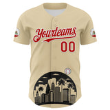 Maxcorners Custom Cream Red Black-White 3D Urban City Edition Sports Premium Baseball Jersey LM0210