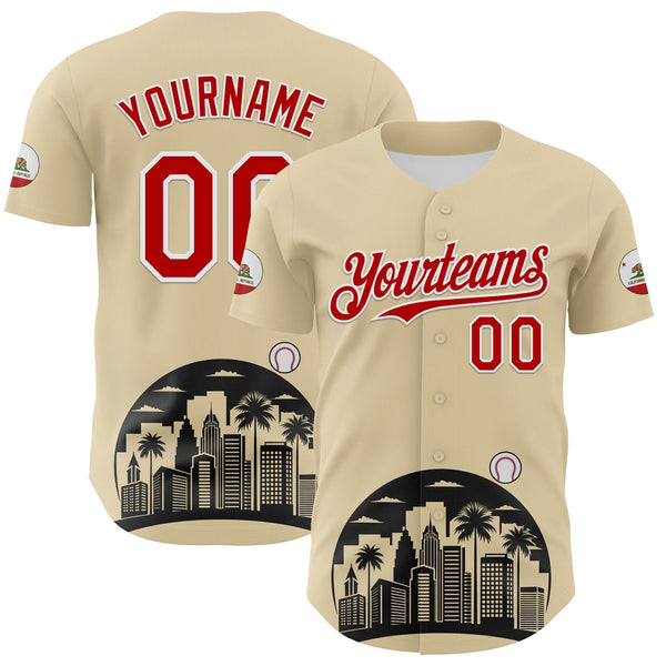Maxcorners Custom Cream Red Black-White 3D Urban City Edition Sports Premium Baseball Jersey LM0210