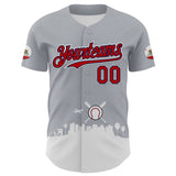 Maxcorners Custom Gray Red Black Navy-White 3D Urban City Edition Sports Premium Baseball Jersey LM0210