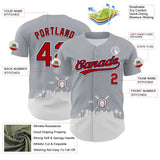 Maxcorners Custom Gray Red Black Navy-White 3D Urban City Edition Sports Premium Baseball Jersey LM0210