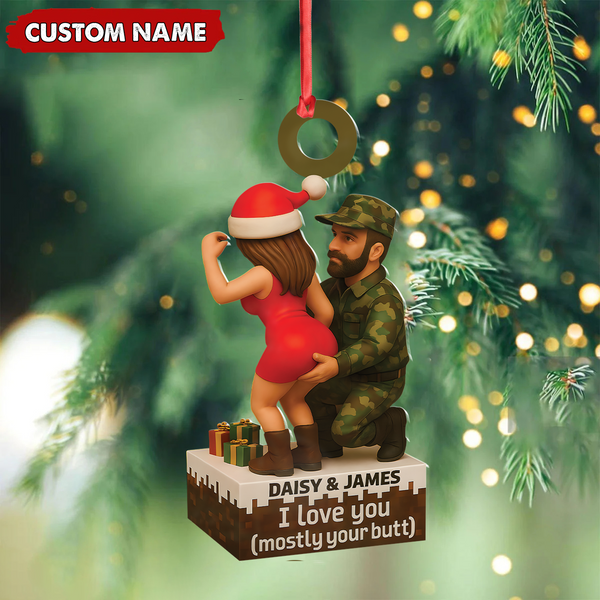 Maxcorners Personalized Funny Hunter Couple Acrylic Ornament – Custom Name Christmas Gift for Him or Her LM0411