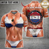 Maxcorners Darts Shirt Patriotic Flag Bikini & Bullseye Dartboard Athletic Body Design, Customized Name, Team Name 3D Shirts