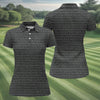 Maxcorners Black Text Pattern Golf Polo Shirt, Women’s Golf Apparel, Golf Shirts For Women LM1507