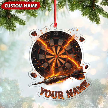 Maxcorners Darts Lover Flaming Target Board Explosion, Burning Darts Personalized Name Ornament 2D Flat