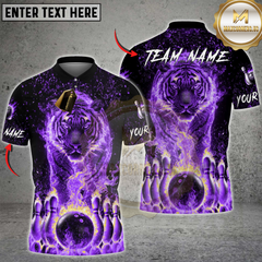 Maxcorners Bowling Fire Tiger Multioptions Personalized Name, Team Name Unisex 3D Shirts