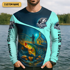 Maxcorners Some Go To Church And Think About Fishing Christian Fishing SPF Shirt For Men, Fisherman Gift, Men's Fishing Shirt