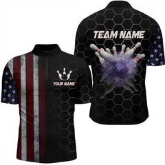 Maxcorners Custom American Bowling Polo Shirt Patriotic Bowling Jersey for Men Women