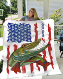 Maxcorners Muskellunge Fishing American Customized Name 3D Quilt - Blanket