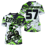 Customized name&number Motocross jersey green white youth adult UV MX dirt bike long sleeves racing