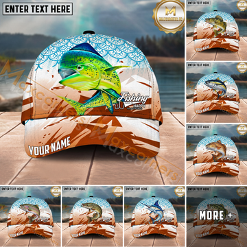 Maxcorners Fishing Retro Scale Pattern Personalized Name 3D Cap (9 Breeds)