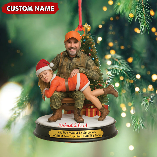 Maxcorners Personalized Funny Hunter Couple Christmas Acrylic Ornament – Custom Name Christmas Gift for Him or Her LM0411