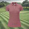 Maxcorners Red New York Assman Pattern Polo Shirt, Ladies Golf Shirts, Hawaiian Golf Shirt, Women’s Golf Apparel LM1507