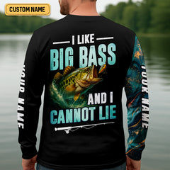 Maxcorners I Like Big Bass And I Cannot Lie Shirt, Funny Fishing T-shirt, SPF Shirt For Men, Gift For Fisherman
