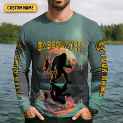 Maxcorners Gone Fishing With Sasquatch Bassquatch Fishing UPF Shirts, Fishing Gifts For Men, Men's Fishing Shirt