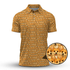 Maxcorners Corgi Dog Pattern Golf Shirt, Funny Corgi Golf Shirt For Dog Lovers, Golf Gift For Men's