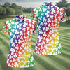 Maxcorners Rainbow Shamrock St Patrick's Day Golf Shirt, Women's Golf Tops, Ladies Golf Polos, Golf Shirt For Women