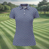 Maxcorners Blue New York Assman Pattern Polo Shirt, Golf Tops For Women, Hawaiian Golf Shirt, Women’s Golf Polo LM1507