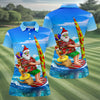 Maxcorners Santa And Reindeer Beach Surfing Christmas Golf Shirt, Women's Golf Tops, Hawaiian Golf Shirt LM1507