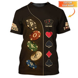Custom Poker Shirt Dark Casino Chip Card Suit Tee for Men Gifts, Poker Dad Presents