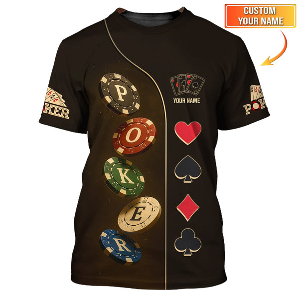 Custom Poker Shirt Dark Casino Chip Card Suit Tee for Men Gifts, Poker Dad Presents