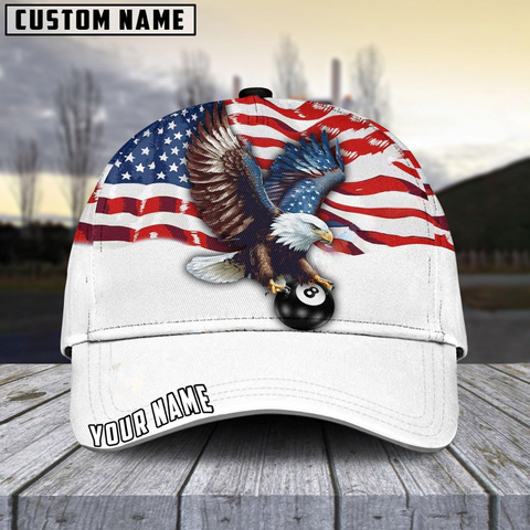 Maxcorners Billiard Ball 8 Eagle US Flag Retro Personalized Name 3D Cap