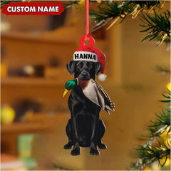 Maxcorners Personalized Hunting Dog Christmas Ornament with Duck - Custom Name Lab Retriever Holiday Decor LM0411