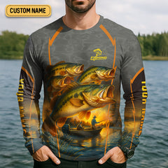 Maxcorners The Bass Are Calling And I Must Go Largemouth Bass Fishing SPF Shirt For Men, Funny Fishing Shirt