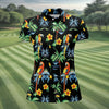 Maxcorners Black Tropical Parrot Palm Flower Pattern Golf Shirt, Women’s Golf Polo, Ladies Golf Shirts, Golf Tops For Women LM1507