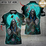 Maxcorners Darts Skull Shadow Owl Multicolor Customized Name, Team Name 3D Shirts
