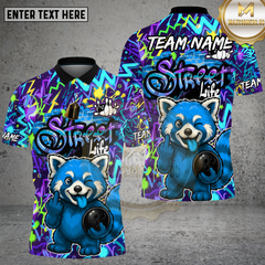 Maxcorners Street Life Raccoon Bowling Neon Splash Multioptions Personalized Name, Team Name Unisex 3D Shirt (4 Colors)