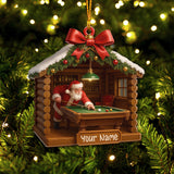 Maxcorners Personalized Santa Playing Billiards Ornament, Custom Pool Table Christmas Ornament, Gift For Billiards Lover