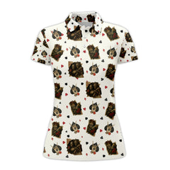 Maxcorners Funny Poker Playing Card Shirts For Men, Skull King & Card Suits Pattern Polos, Funny Poker ShirtLM1009