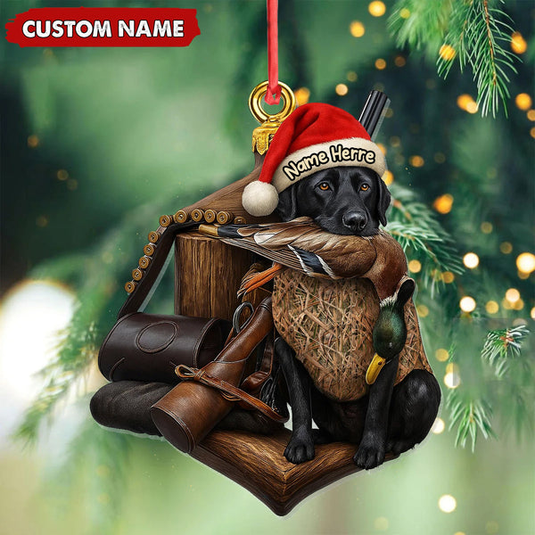 Maxcorners Personalized Duck Hunting Dog Ornament, Custom Name Christmas Gift for Hunters LM0411
