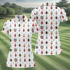 Maxcorners Abstract Peach Botanical Pattern Golf Shirt, Ladies Golf Shirts, Women’s Golf Apparel LM1507