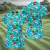 Maxcorners Funny Weightlifting Flamingo Tropical Hawaiian Golf Shirt, Golf Polo For Women, Printed Golf Shirt LM1507