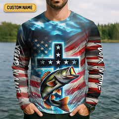 Maxcorners I Will Make You Fishers Of Men Christian Patriotic Fishing Shirt, Fishing UPF Shirts, Fishing Gifts For Men