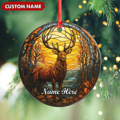 Maxcorners Personalized Deer Ornament, Custom Name Christmas Decoration, Rustic Woodland Animal Ornament for Holiday Tree LM0411