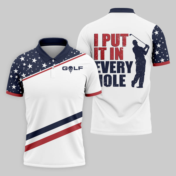 Maxcorners I Put It in Every Hole Mens Golf Polo Shirt, Mens Golf Gift, Funny Golf Shirt