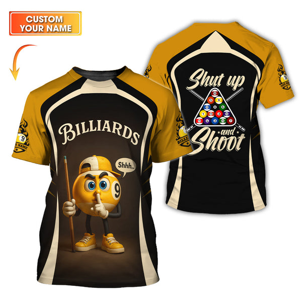 Maxcorners Custom Pool Jersey, 9 Ball Pool Shut Up And Shoot Billiard T-shirt, Funny Pool Shirts Unique Gifts For Pool Players LM0509