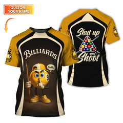Maxcorners Custom Pool Jersey, 9 Ball Pool Shut Up And Shoot Billiard T-shirt, Funny Pool Shirts Unique Gifts For Pool Players LM0509