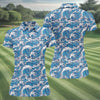 Maxcorners Blue Ocean Wave Pattern Golf Shirt, Women’s Golf Tops, Golf Shirts For Women, Printed Golf Shirt LM1507
