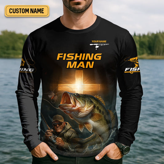 Maxcorners I Like Fishing And Believe In Jesus Shirts, SPF Long Sleeve Shirts, Fishing Shirts For Men, Fisherman Gift