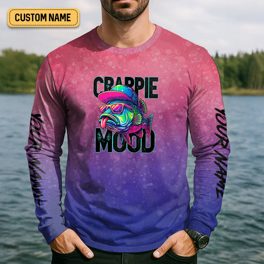Maxcorners Crappie Mood Pink Purple Neon Fishing UPF Shirts, Funny Fishing Shirt, Gift For Fisherman
