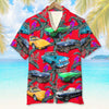 Maxcorners Custom Classic Car Photo Hawaiian Shirt, Purple Parrot Seamless Pattern, Gift For Car Lovers