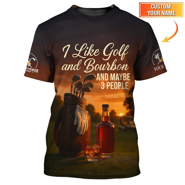 Maxcorners Custom Golf Polo Shirt, Bourbon Lover Golf Tee Sunset Style, Funny Golf Gift for Men