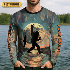 Maxcorners Bigfoot Saw Me Fishing But Nobody Believes Him Funny Sasquatch Fishing SPF Shirt For Men