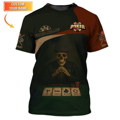 Maxcorners Poker Custom Shirts Grim Reaper Poker Polo Shirt Men Chip And Playing Card, Poker GiftsLM1009