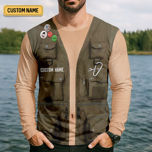 Maxcorners Fishing Vest Shirt, Personalized Fishing Shirt, Fishing UPF Shirts, Custom Fishing Shirt, Fishing Gift for Men
